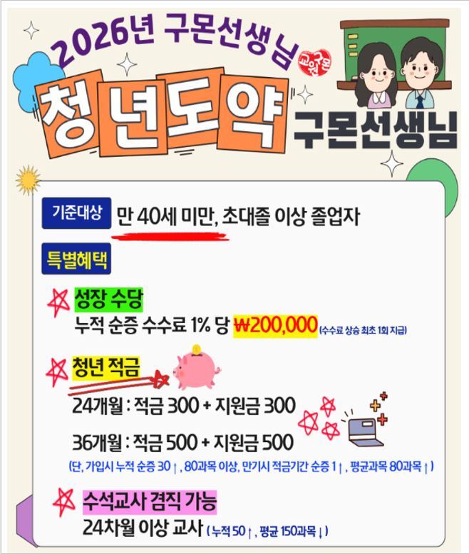 교원구몬 채용/주2~3일 탄력근무가능, 초보, 전공무관, 안정적급여2